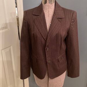 R Q T Brown pinstripe jacket size 10